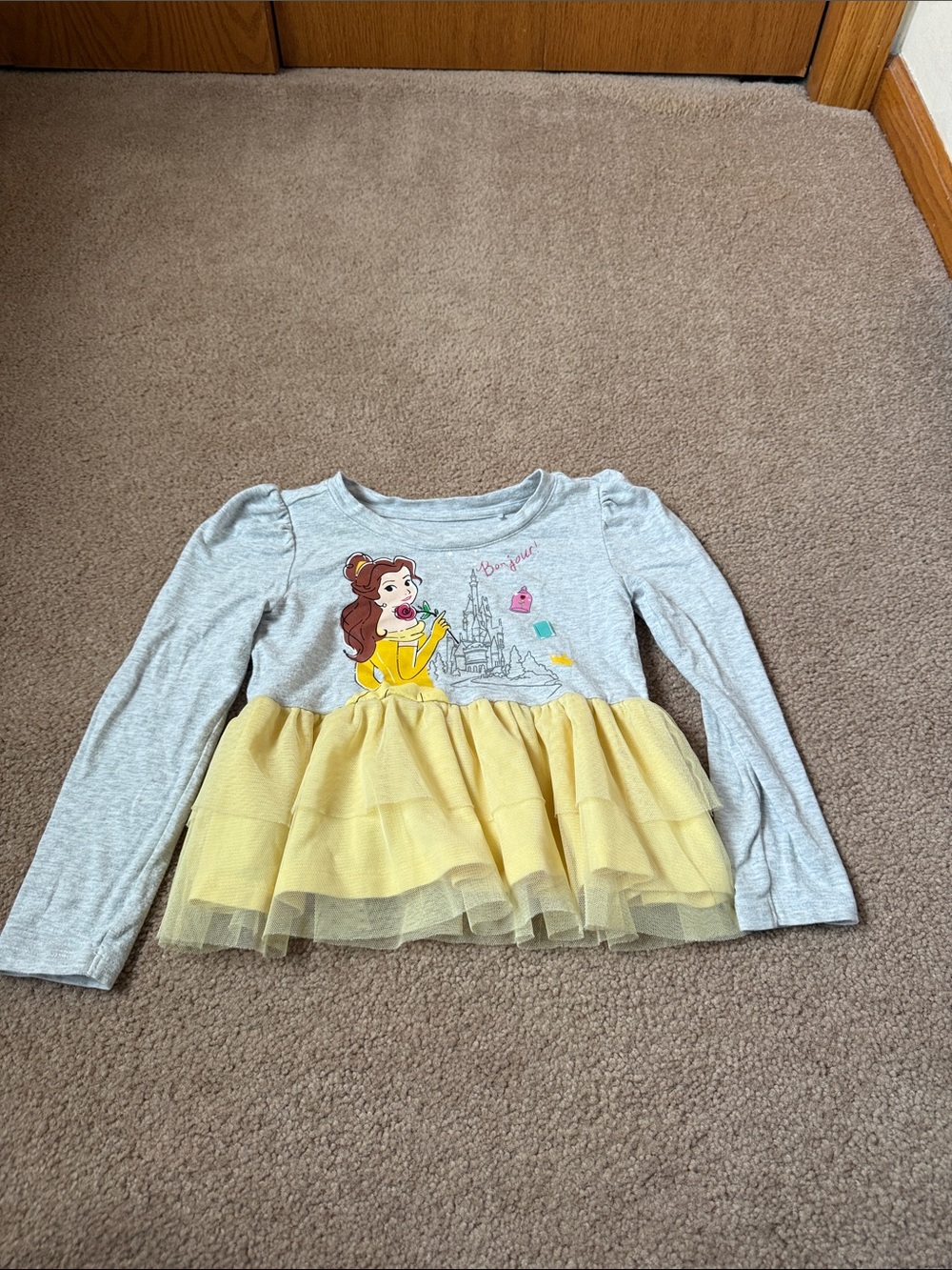 Little Sleepies Gray and Yellow Belle Tulle Peplum Top